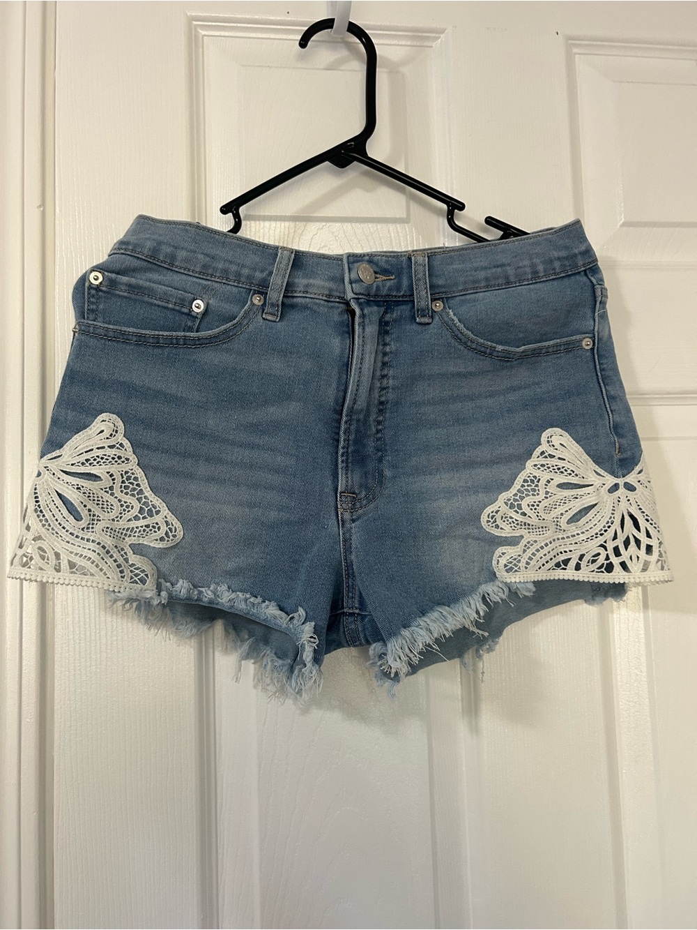 Jessica Simpson Light Blue Denim Shorts with White Lace Trim